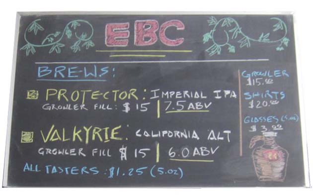 EBC Beer Menu