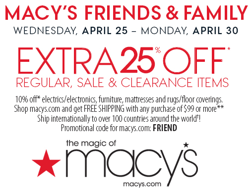 Get an Additional 25% Off Regular & Sale Items at Macy's