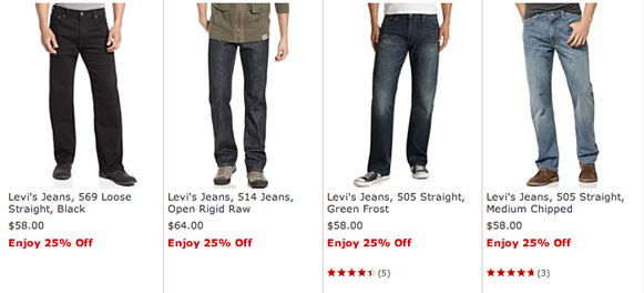 A small sample of the Levi's big & tall offerings at Macy's