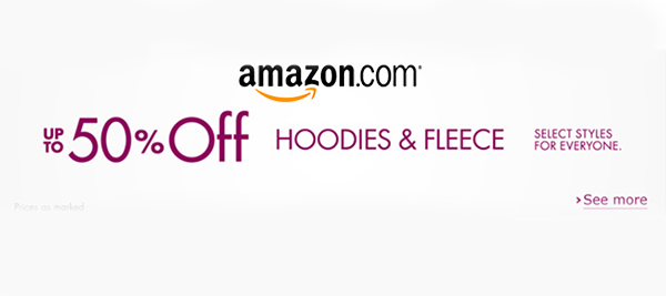 Get hoodies in your size for 50% off at Amazon