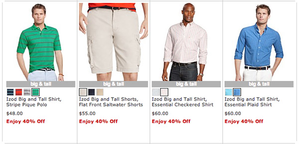 A few big and tall selections from IZOD at Macy's