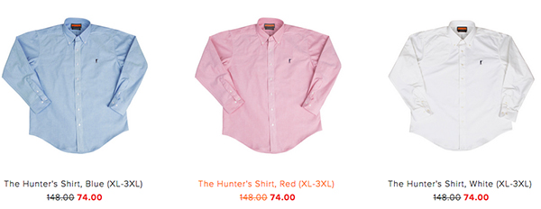 Solid Hunter's Shirts from Ball and Buck, with sizes to 3X