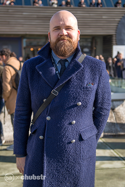 Unique plus size pea coat at Pitti Uomo 2016