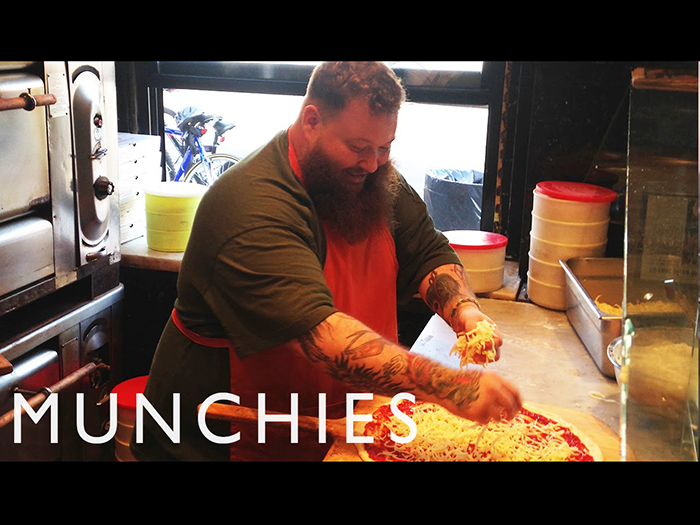 Action Bronson making a pizza pie