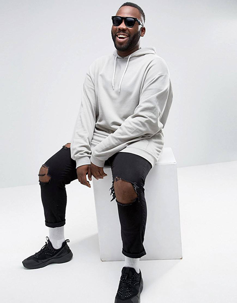 ASOS Men's Plus Size Oversized Hoodie with Super Long Sleeves