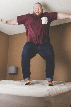 Bruce Sturgell Chubstr Jumping on Big Fig Bed