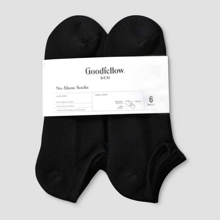 Men's Antimicrobial Resistant No Show Athletic Socks - Goodfellow & Co Black 10-13