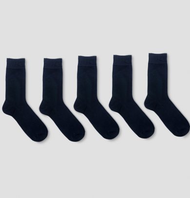 Men's Flat Knit Dress Socks 5pk - Goodfellow & Co Black 10-13