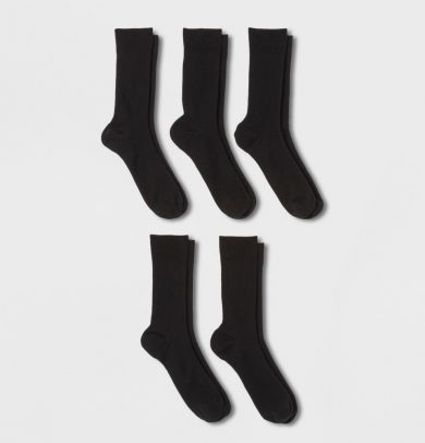 Men's Rib Dress Socks 5pk - Goodfellow & Co Black 10-13, Size: Small