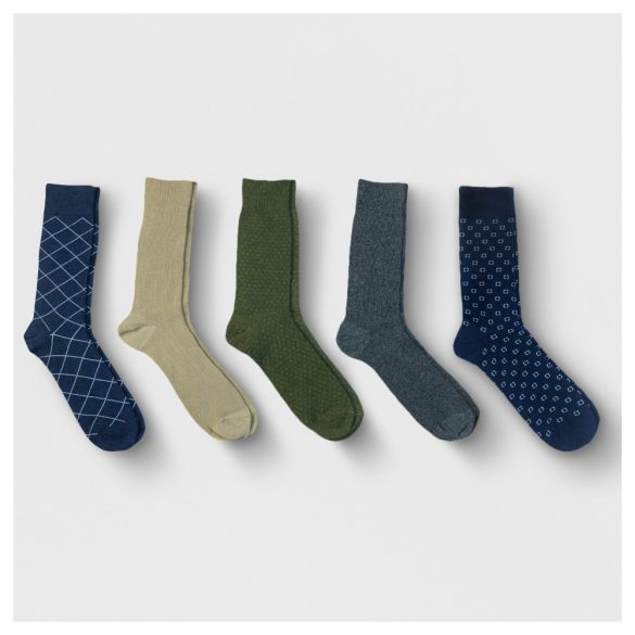 Men's Textured Dress Socks 5pk - Goodfellow & Co 10-13, Size: Small, Blue