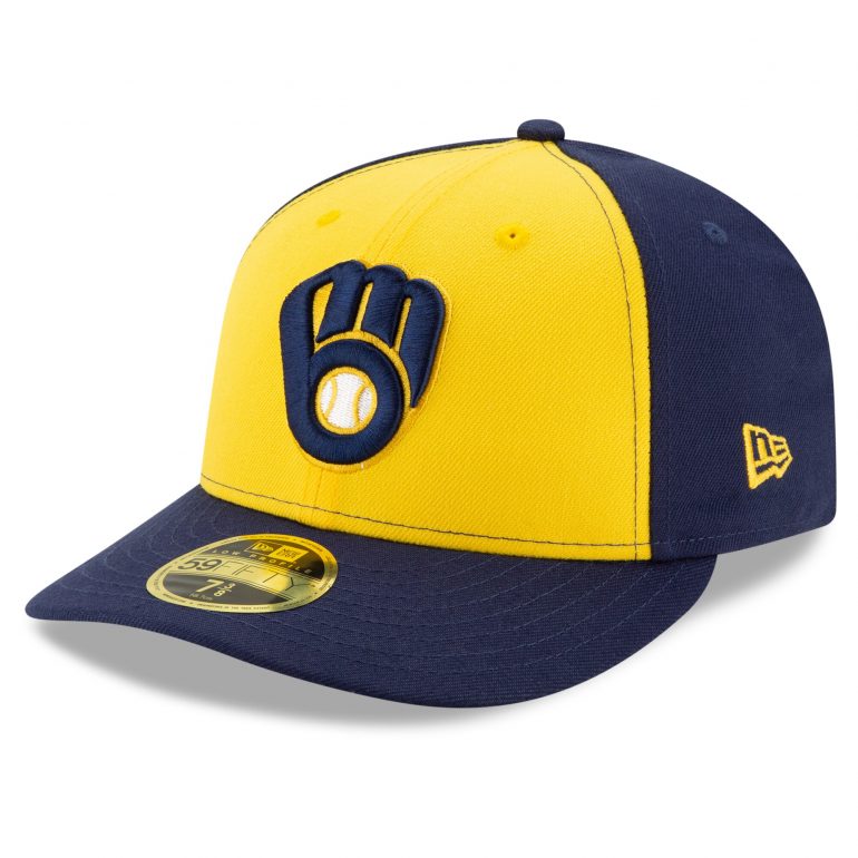 Milwaukee Brewers New Era Alternate 2020 Authentic Collection On-Field Low Profile Fitted Hat - Navy/Yellow
