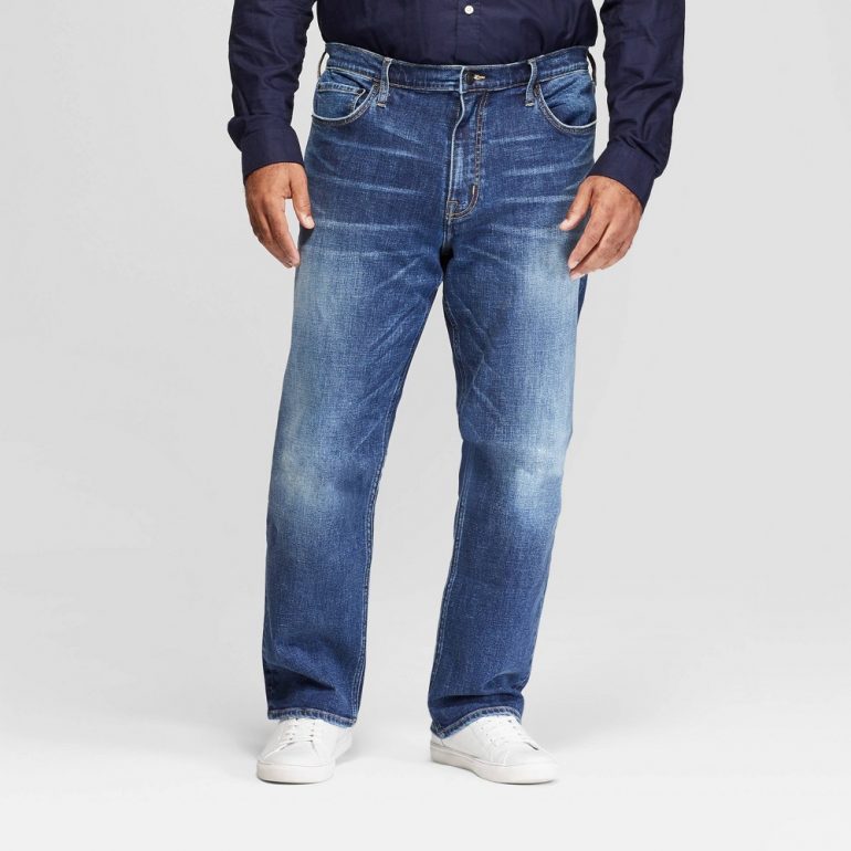 Men's Big & Tall Straight Fit Jeans - Goodfellow & Co Medium Blue 48x32