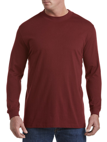 Big & Tall Harbor Bay Moisture-Wicking Long-Sleeve Shirt - Merlot