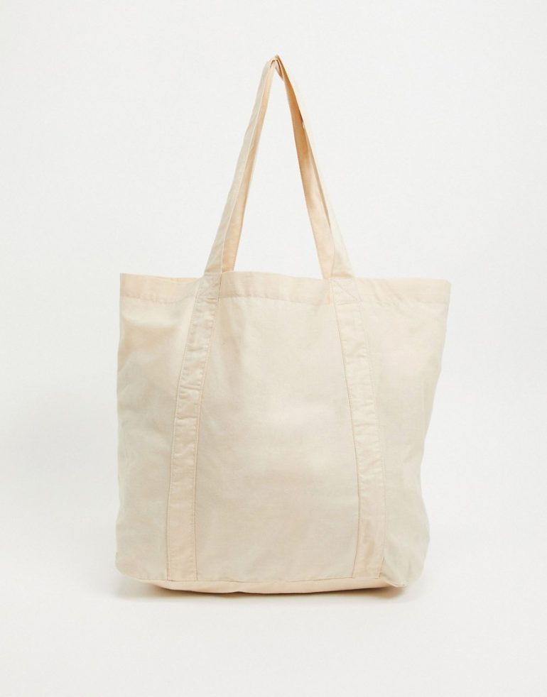 ASOS DESIGN oversized tote bag in off white organic cotton-Neutral