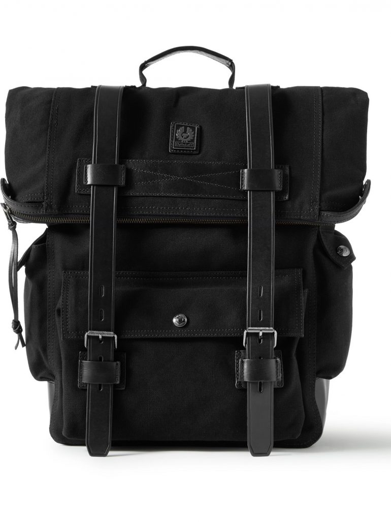 Belstaff - Bruce Logo-Appliquéd Leather-Trimmed Canvas Backpack - Men - Black