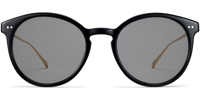 Langley Wide Sunglasses in Jet Black with Polished Gold (Non-Rx)