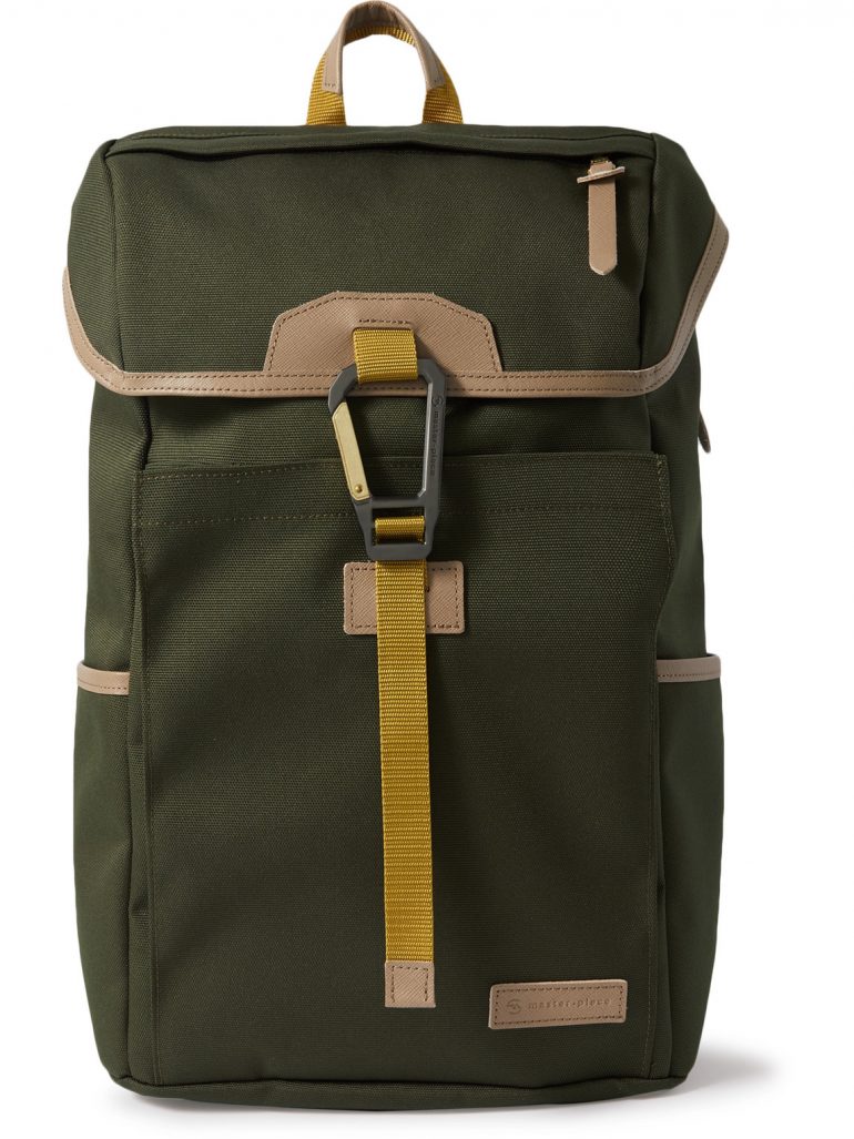 Master-Piece - Link v2 Leather-Trimmed CORDURA Backpack - Men - Green