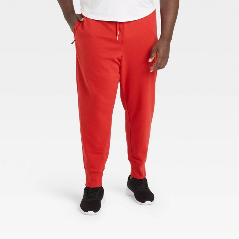 Men's Big & Tall Cotton Tapered Fleece Joggers - All in Motion Red 3XL