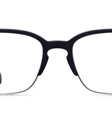 Ames Wide Eyeglasses in Jet Black Matte with Polished Silver (Non-Rx)