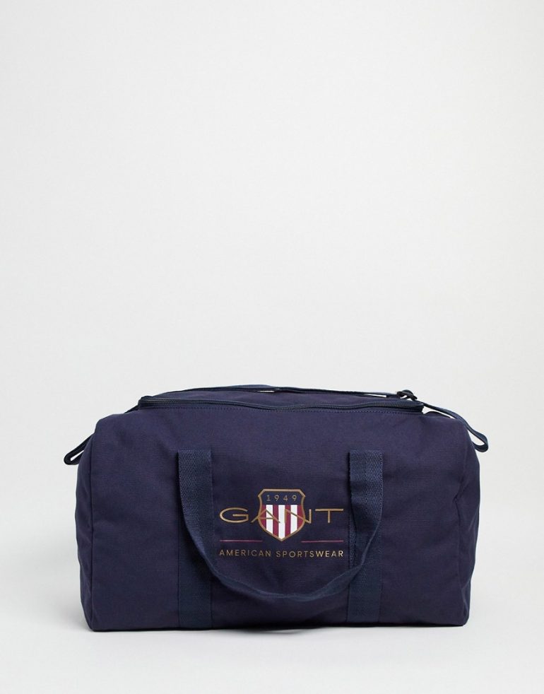 Gant duffel bag in navy with large heritage logo-Black