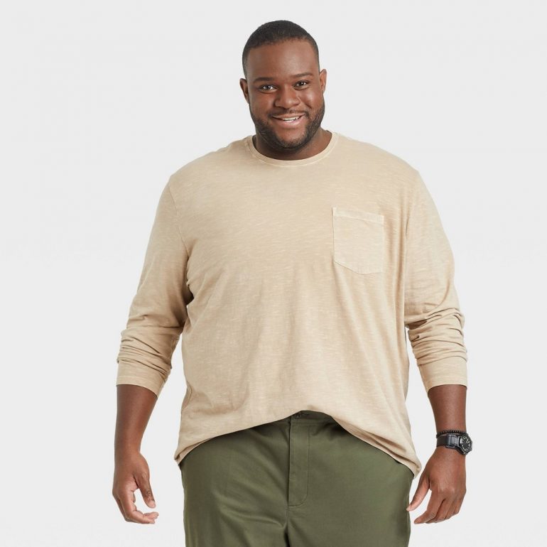 Men's Big & Tall Long Sleeve Perfect T-Shirt - Goodfellow & Co Brown MT