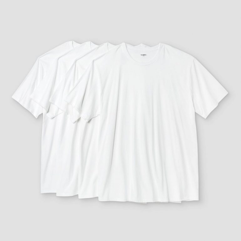 Men's Big & Tall Short Sleeve 4pk Crew-Neck T-Shirt - Goodfellow & Co White 3XL