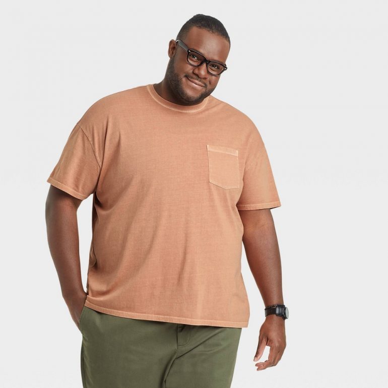 Men's Big & Tall Short Sleeve Garment Dyed T-Shirt - Goodfellow & Co Apricot Orange 5XLT