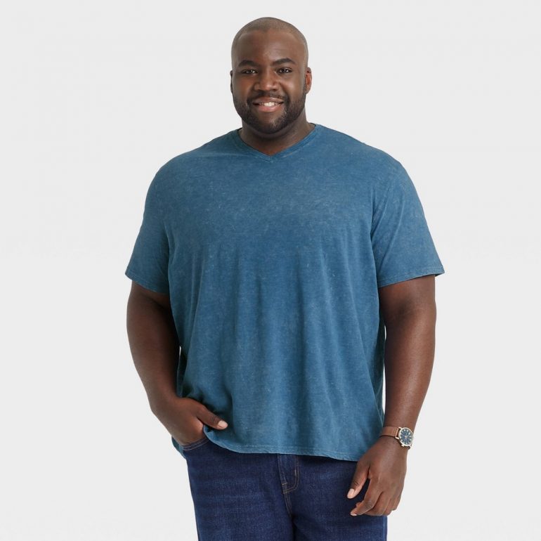 Men's Big & Tall Short Sleeve Novelty V-Neck T-Shirt - Goodfellow & Co Royal Blue MT