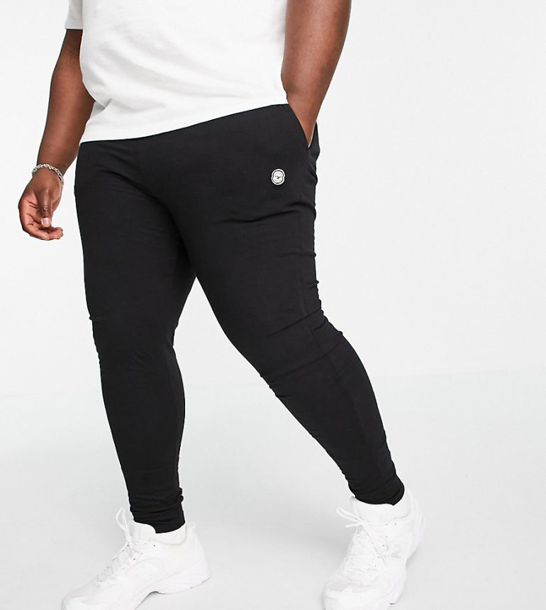 Le Breve Plus lounge sweatpants in black with white band - part of a set
