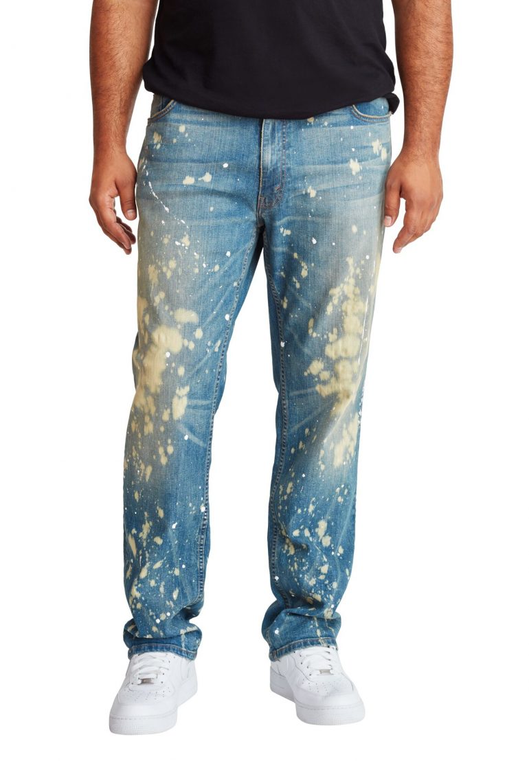 Men's Big & Tall MVP Collections®Paint Wash Straight Leg Jeans by MVP Collections in Light Wash (Size 46 32)