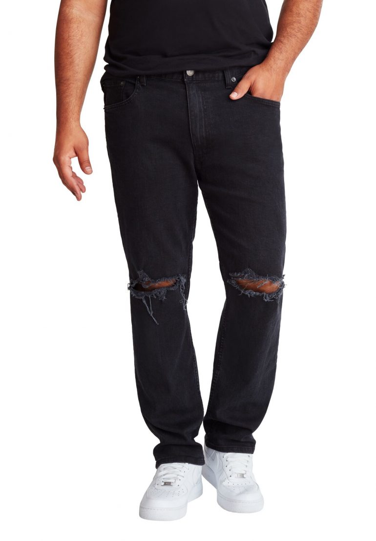 Men's Big & Tall MVP Collections®Slit Knee Straight Leg Jeans by MVP Collections in Onyx (Size 50 32)