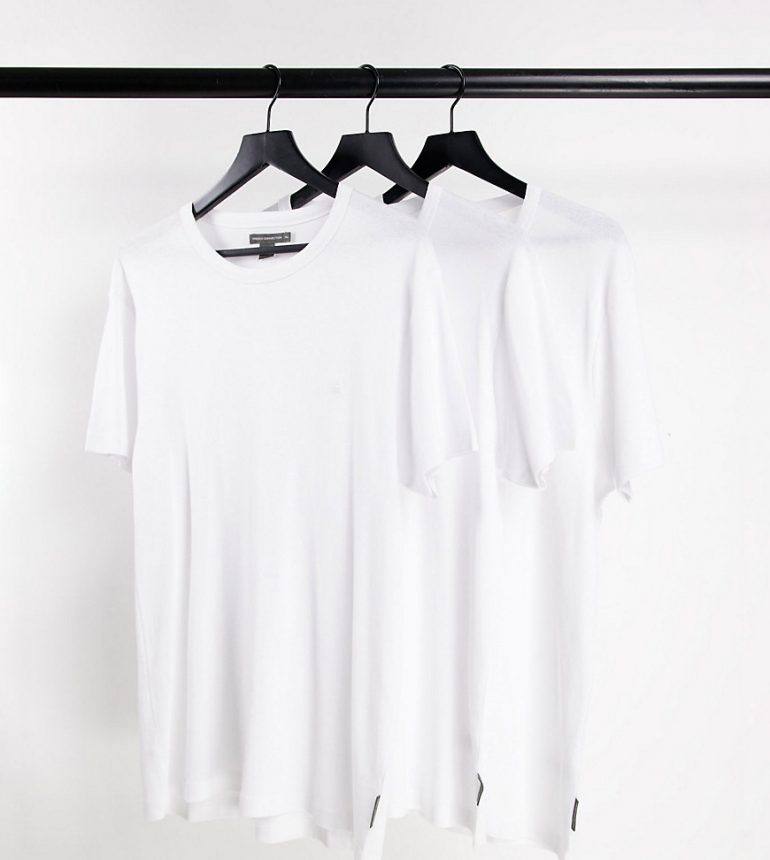 French Connection Plus 3-pack lounge T-shirts in white