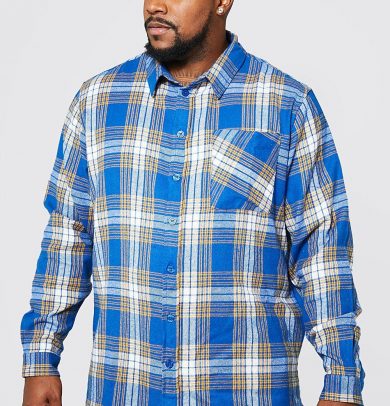 Mens Plus Regular Fit Blue Flannel Shirt