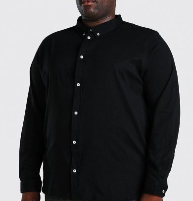 Mens Plus Size Long Sleeve Jersey Shirt - Black