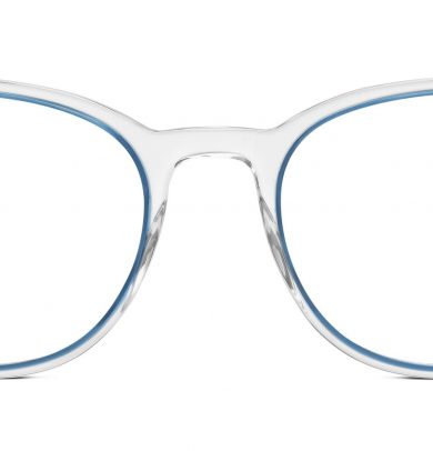 Durand Wide Eyeglasses in Crystal and Blue Jay with Striped Indigo temples (Non-Rx)