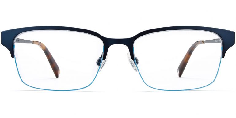 James Wide Eyeglasses in Brushed Navy (Non-Rx)