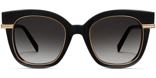 Marisela Extra Wide Sunglasses in Jet Black with Polished Gold (Non-Rx)