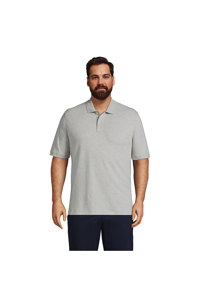 Men's Big Short Sleeve Comfort-First Mesh Polo Shirt - Lands' End - Gray - L