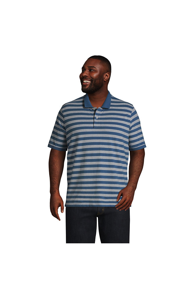 Men's Big and Tall Short Sleeve Comfort-First Mesh Polo Shirt - Lands' End - Blue - LT