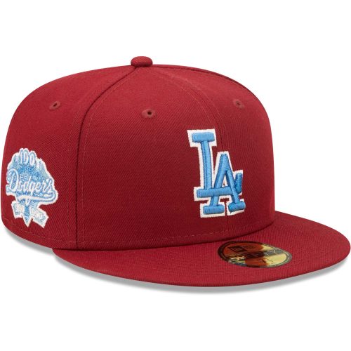 Men's New Era Cardinal Los Angeles Dodgers 100th Anniversary Air Force Blue Undervisor 59FIFTY Fitted Hat