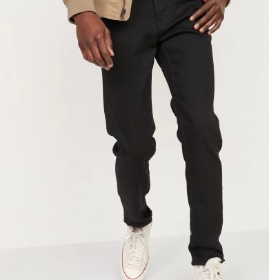 Relaxed Slim Taper Built-In Flex Black Jeans for Men