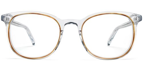 Durand Wide Eyeglasses in Crystal with Oak Barrel (Non-Rx)