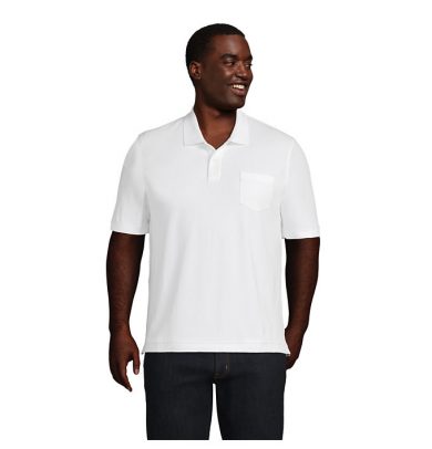 Men's Big Short Sleeve Comfort-First Mesh Polo Shirt With Pocket - Lands' End - White - 2