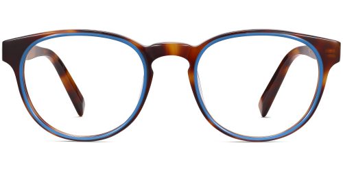 Percey Wide Eyeglasses in Oak Barrel with Cerulean (Non-Rx)
