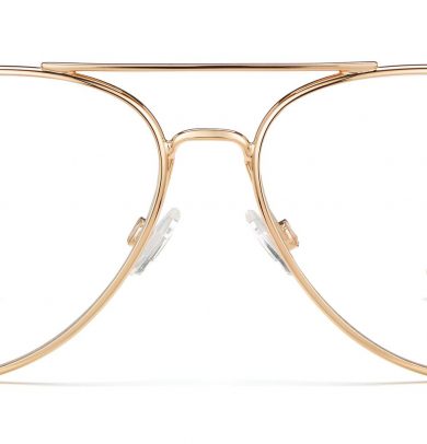 Raider Wide Eyeglasses in Polished Gold (Non-Rx)