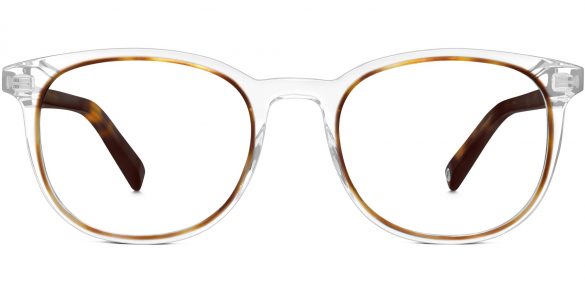 Durand Wide Eyeglasses in Crystal and Oak Barrel with Oak Barrel temples (Non-Rx)
