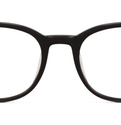 Durand Wide Eyeglasses in Jet Black with Polished Gold (Non-Rx)