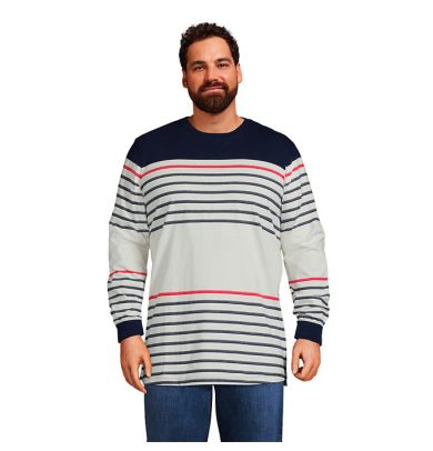Men's Big and Tall Long Sleeve Rugby Crew Tee - Lands' End - Ivory - LT