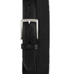 Big & Tall Harbor Bay Stretch Braided Leather Belt - Black