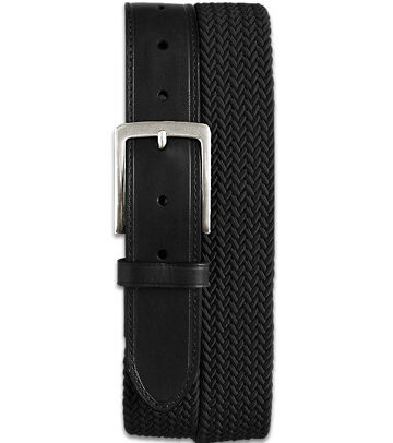 Big & Tall Harbor Bay Stretch Braided Leather Belt - Black